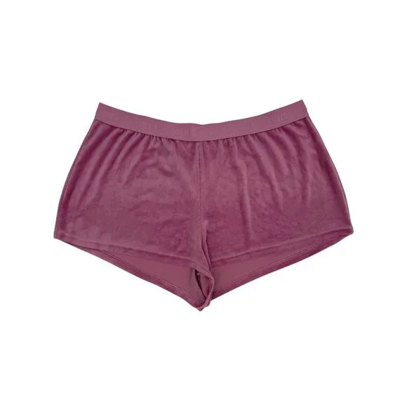 Juicy Couture Rhinestone Logo Pink Velour Lounge Shorts XL Y2K Revive - Picture 3 of 13